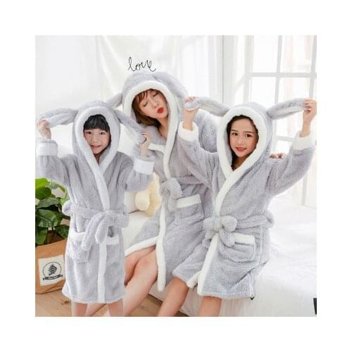 Family Winter Bathrobe Outfit Family Matching Clothes Flannel Gown Warm Mother Son Family Pajamas Mommy and Me Nightwear Clothes