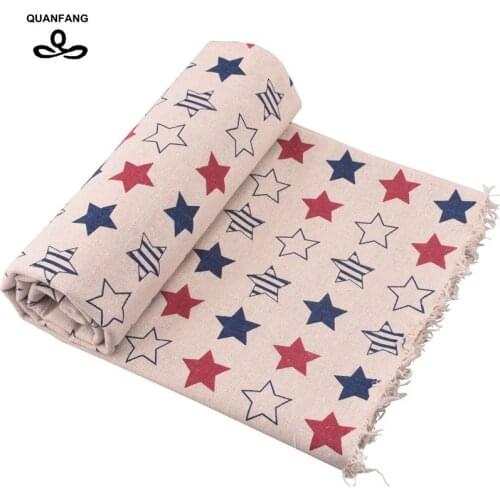 QUANFANG Pentagram series ,Printed Cotton Linen Fabric For Patchwork Quilting,Sewing,DIY/Sofa,Table Cloth Furniture Half meter