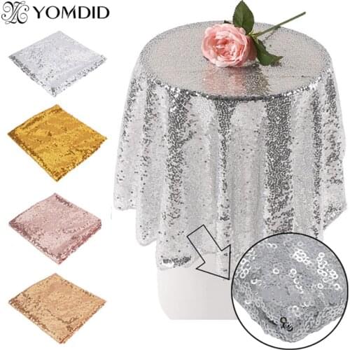 Rose Gold Sequin Tablecloth Glitter Round Rectangle Embroidered Sequin Table Cloth For Wedding Party Tablecloth Sequin Decor