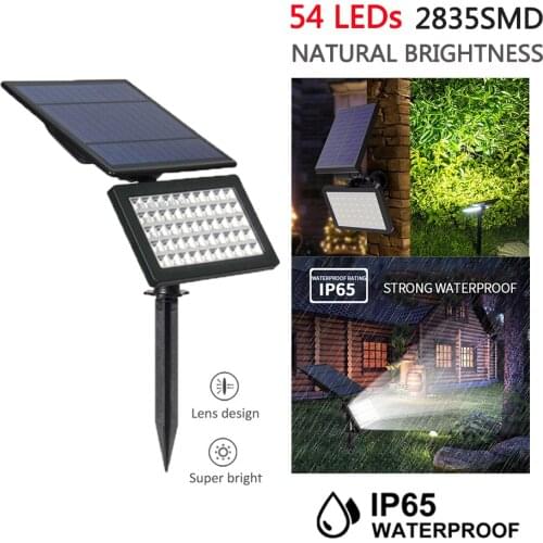 Two-in One Solar Spotlights 54 LED Outdoor Landscape Wall Light Waterproof Warm White Adjustable Solar Garden Decoration Lights