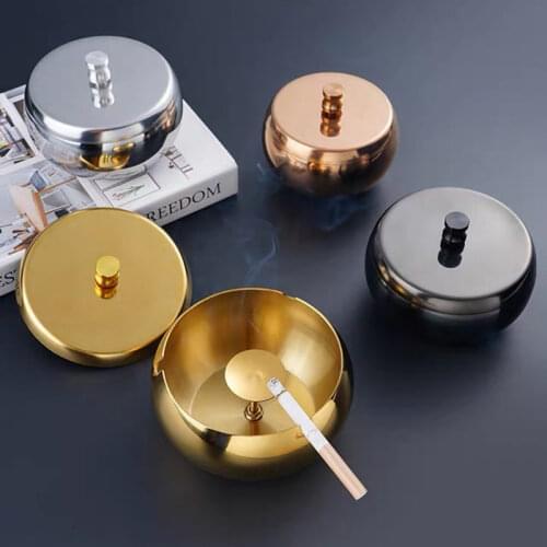 Creative Stainless Steel Ashtray Home Living Room Coffee Table Ashtray Ornaments for Boyfriend Gift Ashtray Home Decoration