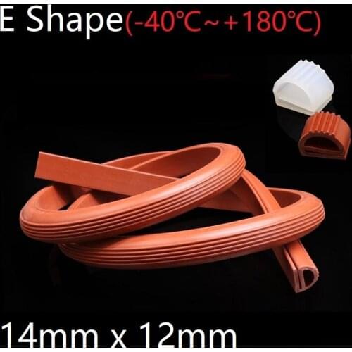 E Shape Seal Strip 14mm x 12mm Soft Silicone Rubber Car Sealing Bar Oven Freezer Door Steaming Machine Weatherstrip Red White