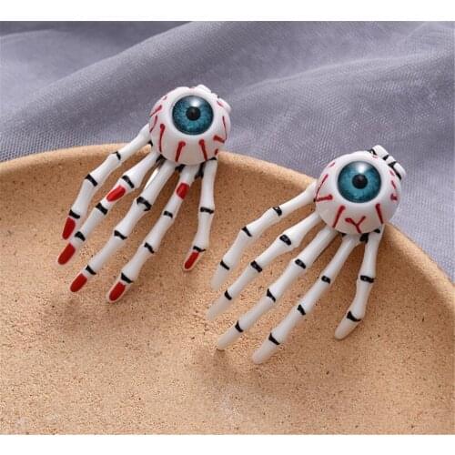 2pcs Halloween Hand Claw Cat Eyes Accessories Hair Clips Gothic Punk Skull Skeleton Hand Bone Claw Hairpin Hair Women
