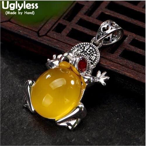 Uglyless Real 925 Silver Toad Frog Pendants Necklaces NO Chains Colorful Chalcedony Jewelry Sets Animal Rings Bracelets Earrings