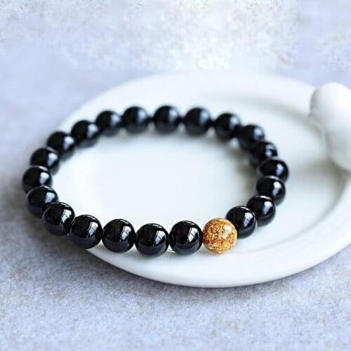 2021 New Natural Black Onyx Stone Beads Bracelets Women Men Jewelry Wristband Strand Lucky Bracelets Bangles For Lovers Gifts