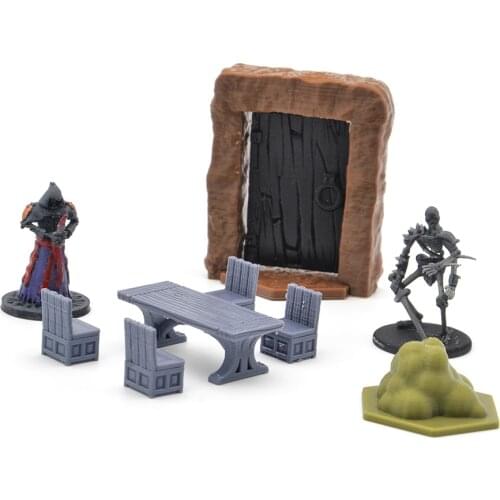 3D printable GLOOMHAVEN TRPG dungeons village tavern miniatures Long table token door swamp undead Cultist Skeleton guard figure