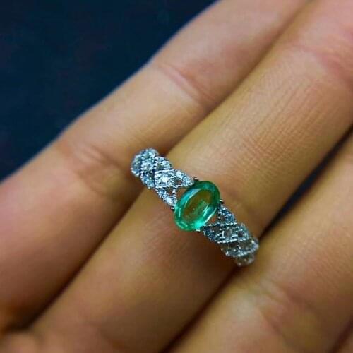 4 * 6mm natural emerald ring 925 pure silver emerald ring ring can be determined as a dead button