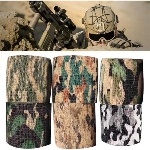 6Pcs Self-adhesive Outdoor Stretch Camo Hunting Camouflage Tape Stretch Bandage Hunt Rifles Wrap Camping Stealth Duct Tape