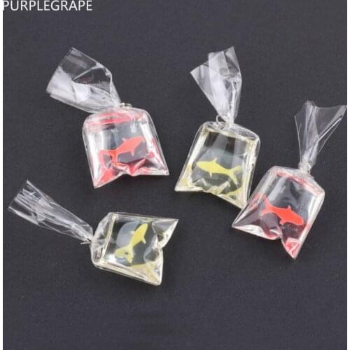 PURPLEGRAPE DIY Jewelry Accessories Creative Simulation Resin Goldfish Water Bag Earrings Material Bracelet Pendant Pendant 8pcs