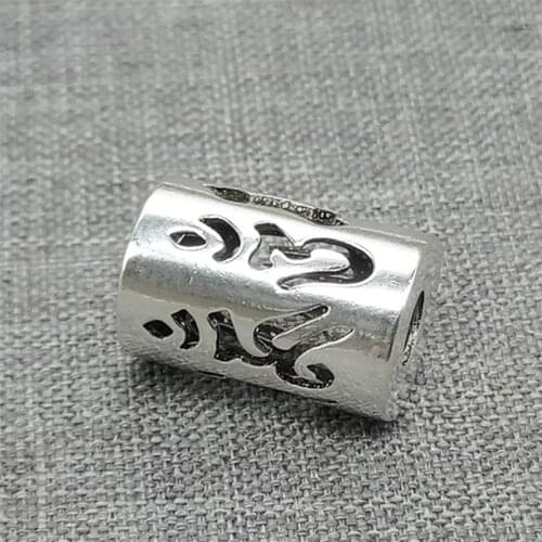 925 Sterling Silver Om mani padme hum Tube Bead Buddhism for Bracelet Necklace