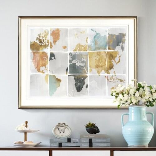 Watercolour World Map Canvas Print Colorful Map of the World Poster Modern Wall Art Picture Painting for Home Bedroom Decor
