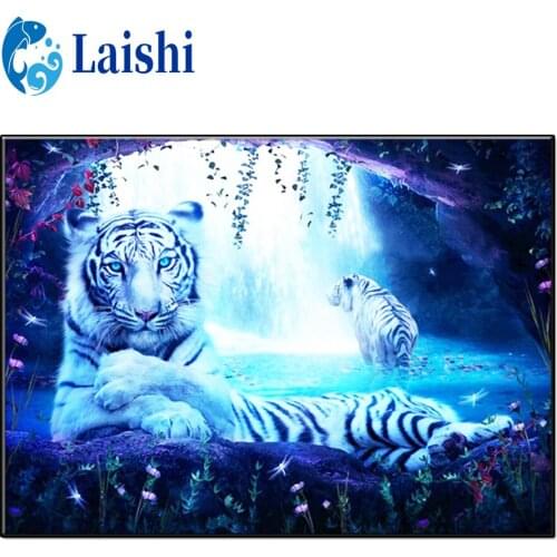 5D DIY Dream forest, animal art, white tiger Diamond Painting Cross Stitch Diamond Embroidery New Handicrafts Home Decoration