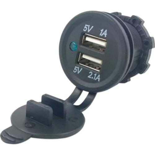 Car Motorcycle Cigarette Lighter Dual USB Charger 12V-24V Car Boat Motorcycle Cigarette Lighter Sockets Power Plug Outlet LED