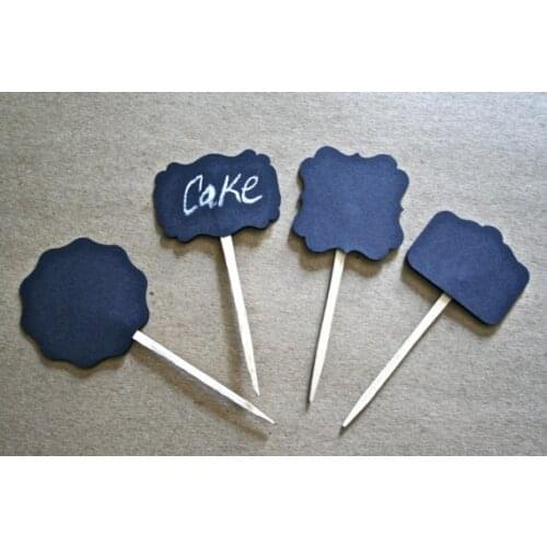 Glitter Paper Chalkboard Cupcake Toppers kids boy birthday Decoration wedding birthday baby bridal shower toothpicks