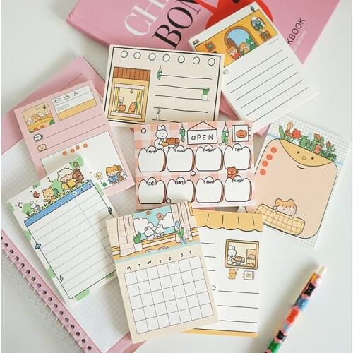 50 Sheets Kawaii Bread Girl Series Memo Pad Cute Stationery N Times Sticky Notes Portable Notepad School Office Supply Papeleria