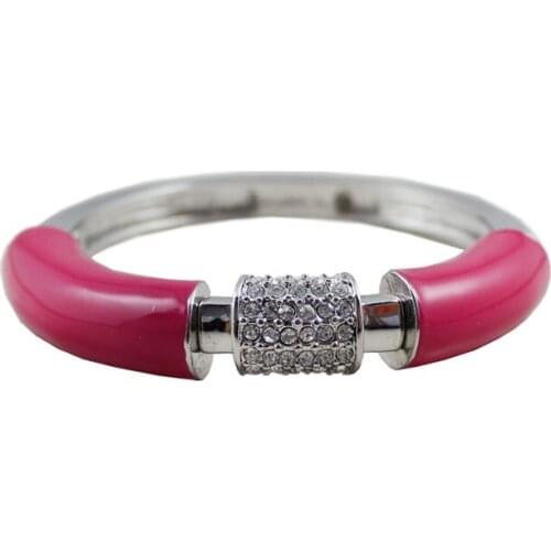 2015 New Fashion Sliver Plated Zinc Alloy Pink Round Elasticity Bangles And Bracelets for Women Factory Wholesale Free Shipping