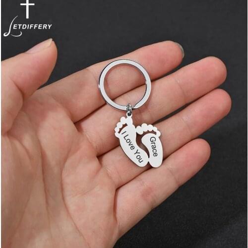 Letdiffery Custom Engrave Key Chain Personalized Name Date Stainless Steel Keyring for Women Baby Anniversary Birthday Gifts