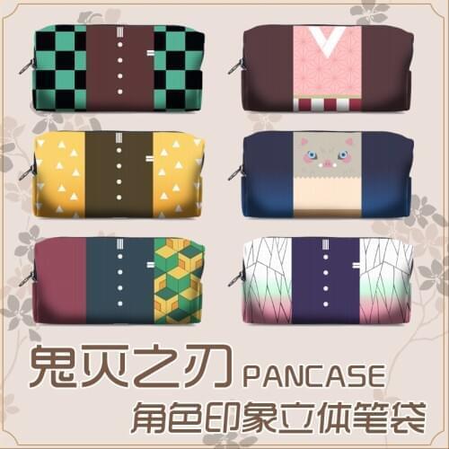 Demon Slayer Kimetsu No Yaiba Kamado Tanjirou Nezuko Pen Pencil Case Cosplay Student Handbag Makeup stationery Bag Prop Anime