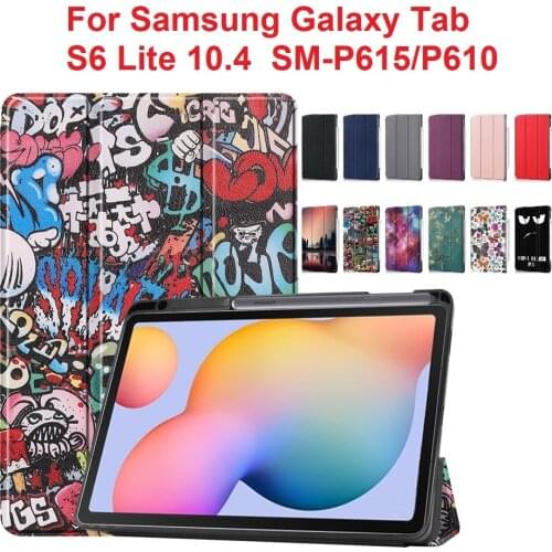 Cover For Samsung Galaxy Tab S6 Lite 10.4 Inch PU Leather case Funda for Galaxy Tab S6 Lite 2020 P610 P615 Stand Shell with Pen