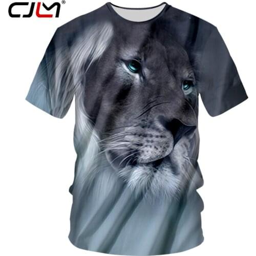 CJLM Animal Tshirts Men Summer Tops Cool Print Lion T-shirt Hip Hop Streetwear Outfits Crewneck Casual Tee Shirt Unisex Harajuku