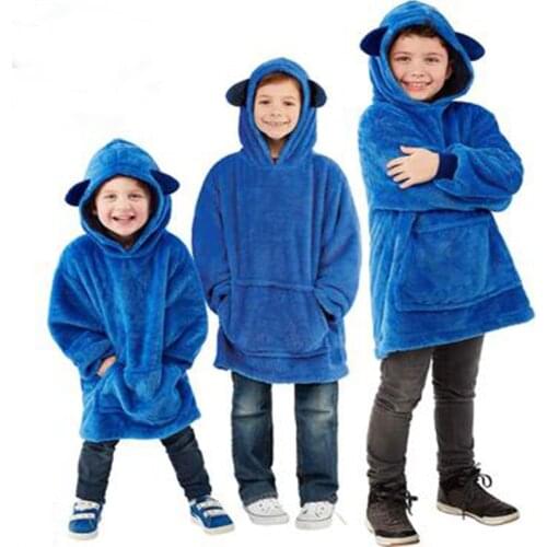 Children Warm Soft Hoodie Pocket Blankets Plush doll Hooded Sweatshirt for kids Coats Bathrobe Pullover Creative Christmas Gift