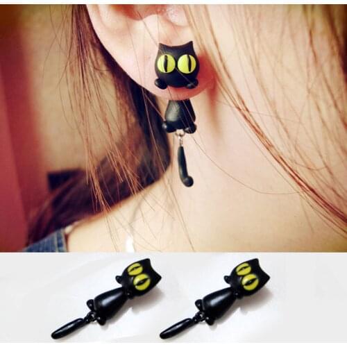 IVYYE Big Eye Cats 3D Fashion Anime Cartoon Earring Cute Animal Stud Earrings For Women Girls Kids Jewelry XMAS New Gift