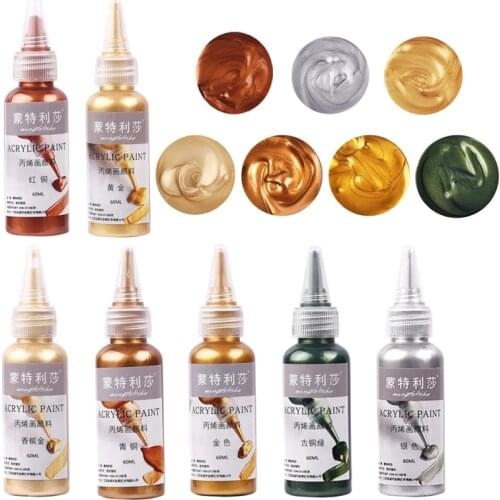 60ml Metallic Acrylic Paint Resin Pigments Gold Silver Copper For Epoxy Resin Jewelry Making Handmade DIY Colorant Pigment