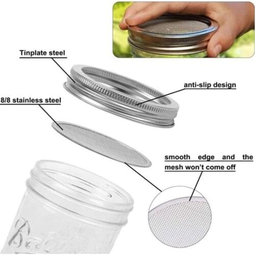 Strainer Lids Mesh Screen Stainless Steel Filter Seed Sprouter Germination Cover Kit Sprouting For Mason Jars Germinator Garden