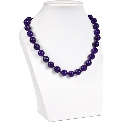 Best selling natural Purple Chalcedony 10mm Round Bead Necklace Jewelry Necklace DIY design knot womens necklace holiday gift