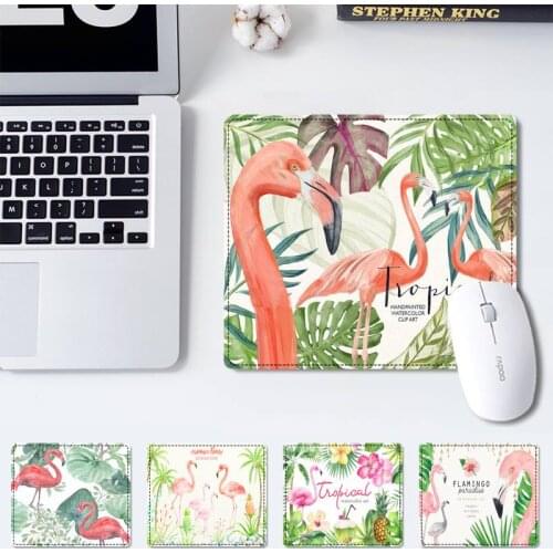 Small Tropical plant leaf flamingo Mouse Mat Keyboard Mat Desk Durable Desktop Mousepad Rubber Small Mouse Pad Office Mouse Mat