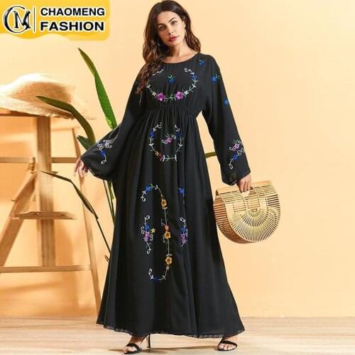 Dubai Abaya Embroidered Fashion Plus Size Hijab Dress Turkey Kaftan Islam Clothing Muslim For Women Vestidos Arabic Maxi Robe