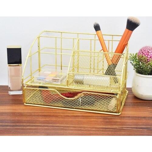 New Multifunctional Iron Storage Basket Drawer Type Cosmetic Storage Basket Home Desktop Sundries organizer Storage Container