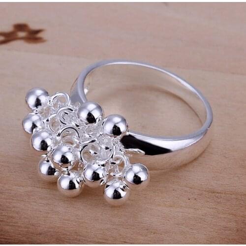 Wholesale weomen lady wedding festival gifts Silver color grape Rings unique style beautiful trendy Jewelry Free shipping R016