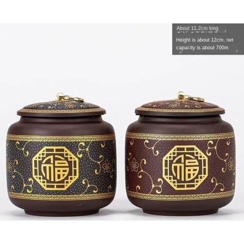 Creative Purple Sand Tea Containers Sealed Cans Moisture-Proof Custom Pu'er Tea Container Large Ceramic Tea Storage Tank