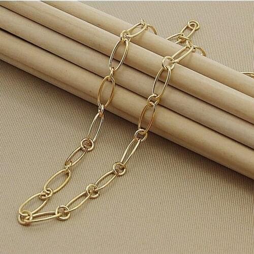 Luxury Brand 24k Yellow Gold Filled Vintage Geometric Chain Necklace for Woman Men Gold Color Necklace