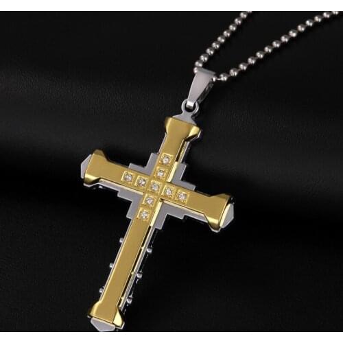 European and American Classic Punk Jesus Cross Pendant Necklace Mens High Quality Metal Religious Jewelry