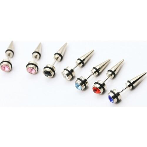 1/6Pcs Body Piercing Man Earrings Titanium Steel Stud Earrings Set Auger Puncture For Men And Women Fashion Earrings
