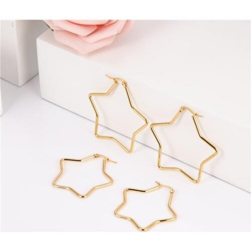 Star earrings hoop stainless steel earrings for women geometric earrings 2020 fashion jewelry summer accessories
