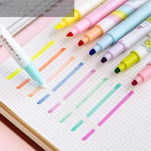 Erasable Highlighters, Double Head Smooth Writing Highlighters, Chisel Tip Assorted Colors High Lighter Markers, 8 Count