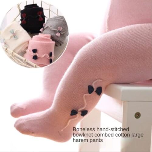 0-3 Yrs Children Cotton Baby Girls Pantyhose Spring Autumn Winter Bowknot Tights Kids Infant Knitted Collant Tights