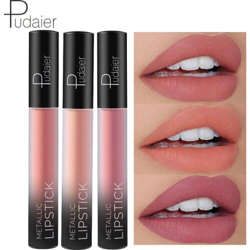 Pudaier Waterproof Nude Tint Liquid Lipstick Smooth Cosmetics Matte Lip Gloss Makeup Colorful Lipgloss Cream Make up Glosses