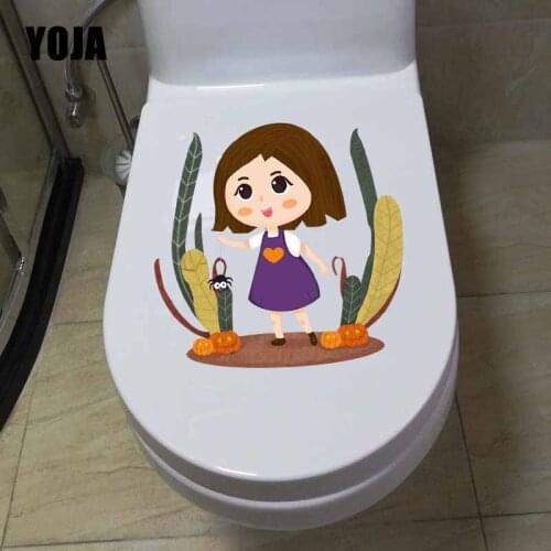 YOJA 23X22.7CM Crazy Halloween Witch Spider Wall Sticker Toilet Decal Bedroom Home Decor T5-1282