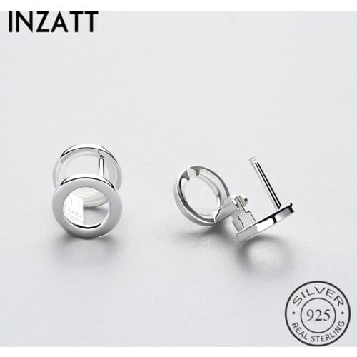 INZATT Trendy Real 925 Sterling Silver Double Circle Hoop Earrings Chic Punk For Women Party Fashion Accessories Jewelry Gifts