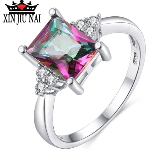 Women Rainbow Ring Fashion Personality Inlaid Engagement Wedding Mood Rings For Women Luxury Shining Rhinestone Jewelry