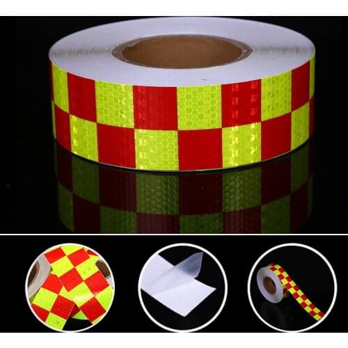 1 PCS 10MX5CM Red Green Lattice Reflective Stickers Car Safety Mark Warning Stickers Reflective Film