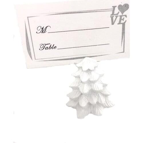 1PCS X White Pine Tree Place Card Holders Winter Wedding Favors Christmas Trees Guest Name Cards Clip