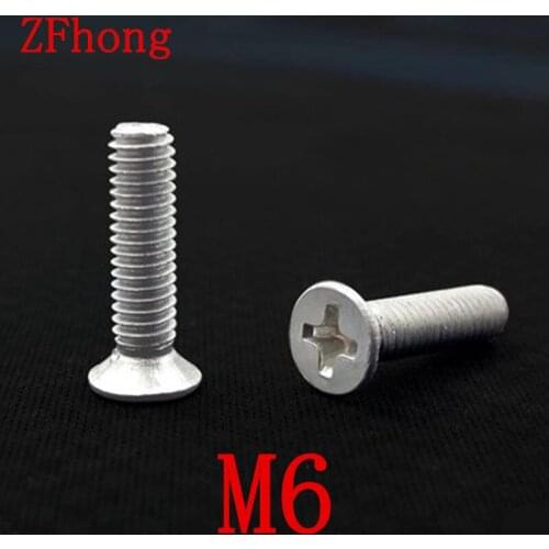 100PCS M6*8/10/12/16/20/25/30/35/40 phillips aluminum Flat head machine screw
