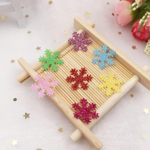 100pcs mix Non-woven Glitter Paillette Christmas Snowflakes Appliques Wedding Making DIY Craft Supplies SA91A