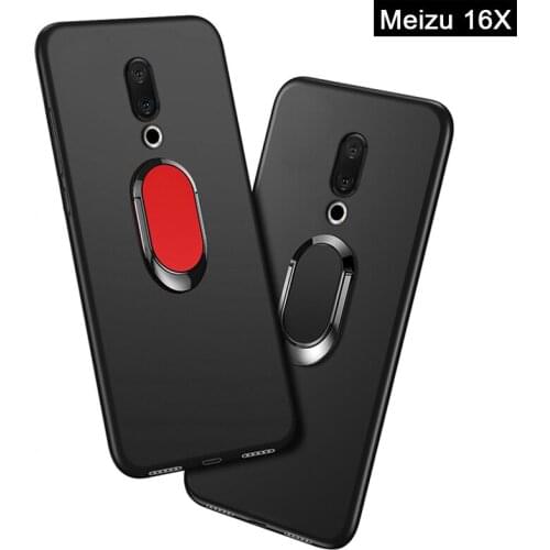 16X Cover for Meizu 16X M872Q Case luxury 6.0 inch Soft Black Silicone Magnetic Car Holder Ring Coque for Meizu 16X Phone Cases