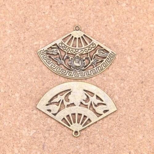 36pcs Charms fan 36x25mm Antique Pendants,Vintage Bronze Jewelry,DIY for bracelet necklace